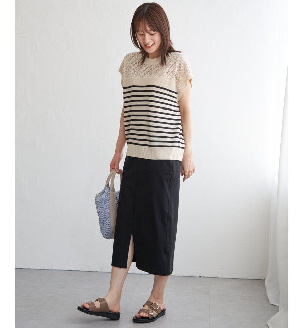 ikka「透かし編みニットプルオーバー」|プルオーバー|