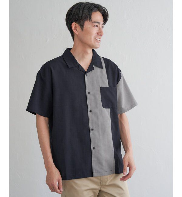 ikka「リネンライク切り替えオープンカラーシャツ」|シャツ・ブラウス|