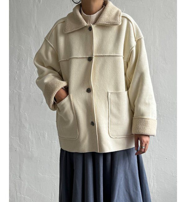 Lbc with Life「ボアコーデュロイリバーシブル襟付きジャケット」|ブルゾン・スタジャン|