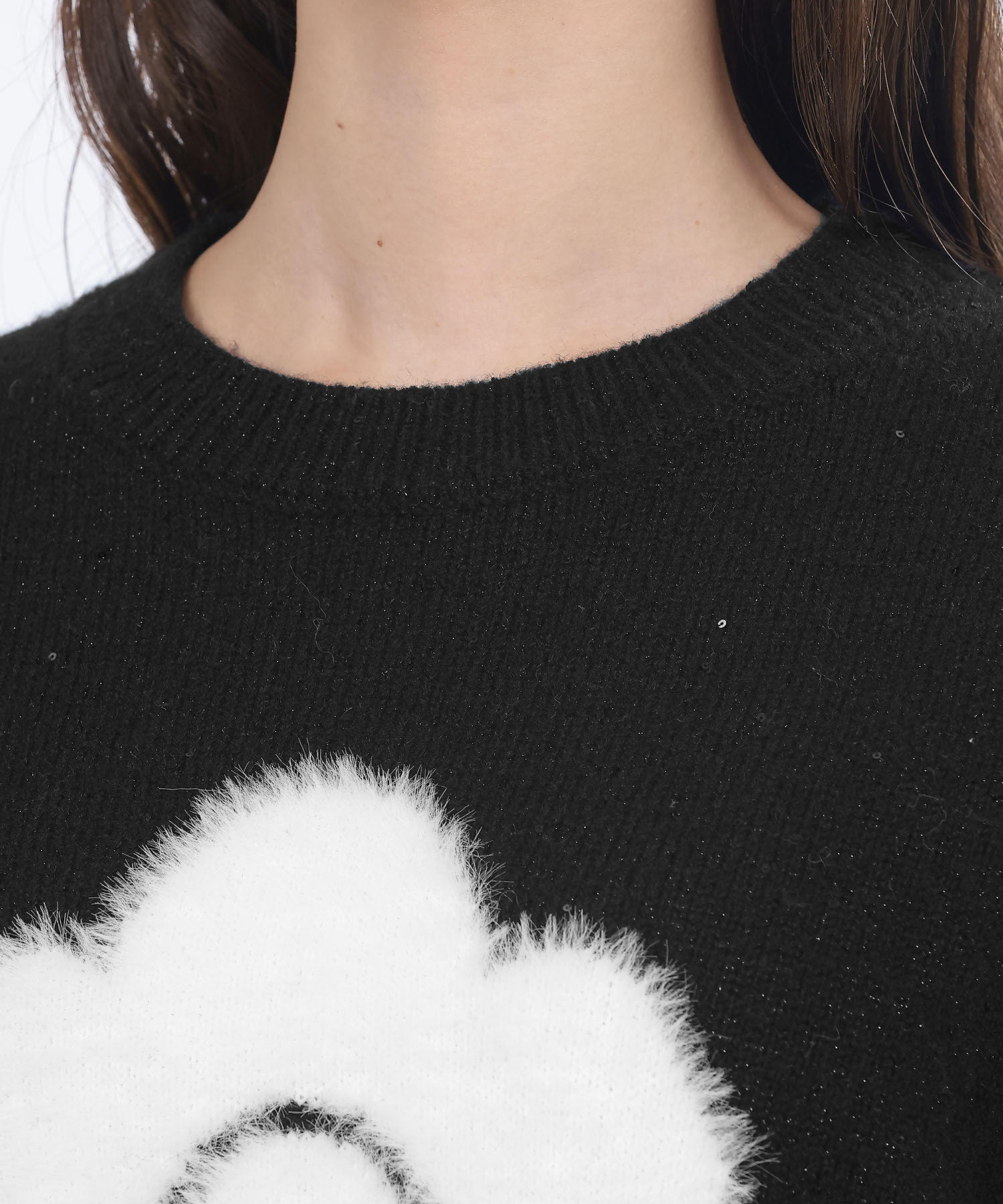 MARY QUANT「ファーデイジーラメニット プルオーバー」|ニット・セーター|