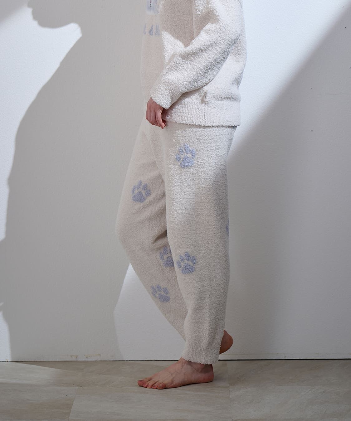 PAUL&JOE「ランダム猫足跡　モールヤーンジャカードロングパンツ」|ルームウェア|