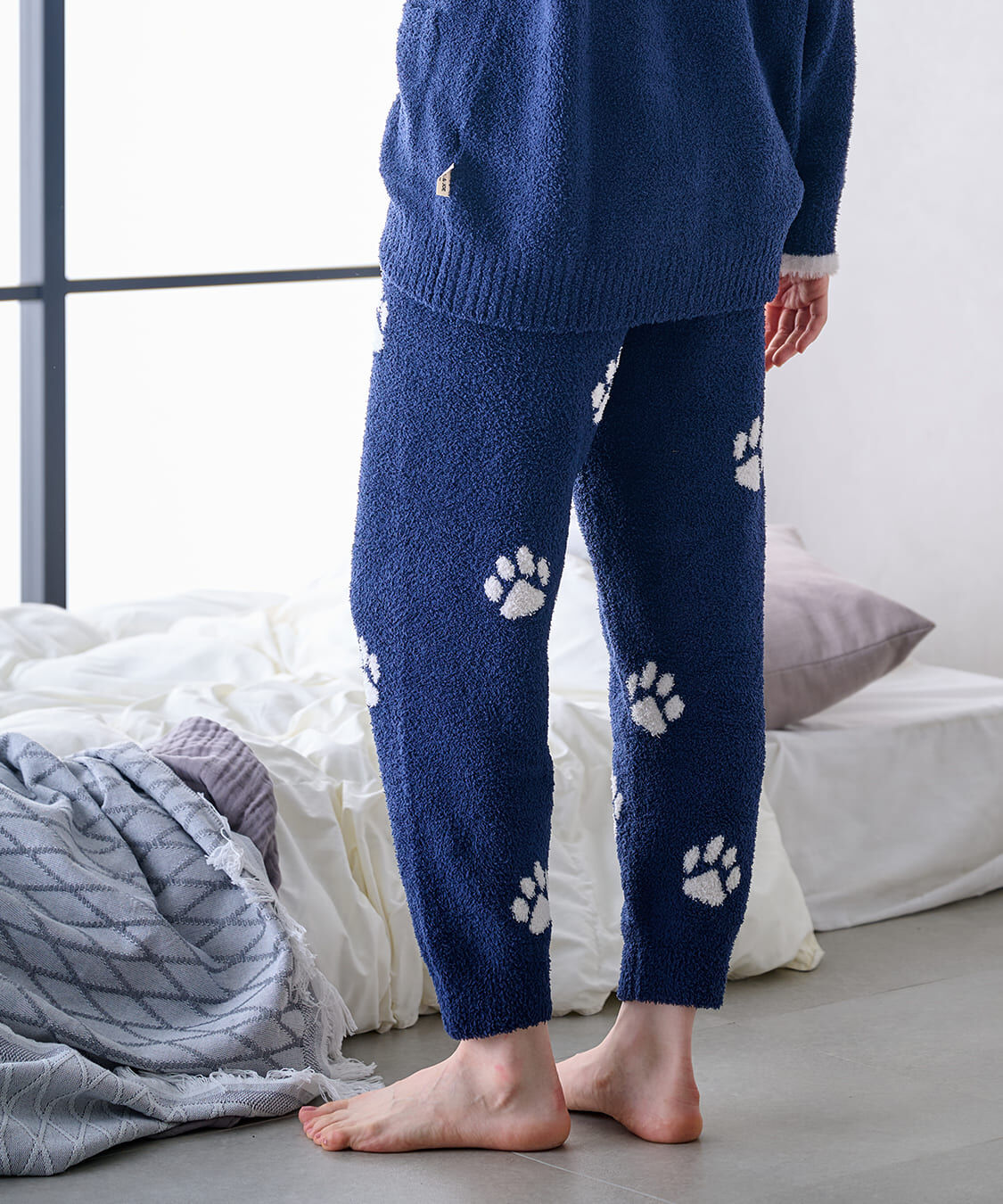 PAUL&JOE「ランダム猫足跡　モールヤーンジャカードロングパンツ」|ルームウェア|