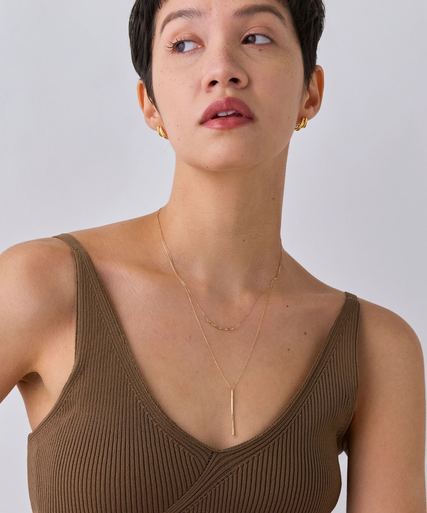 JUPITER「【K10】Y字ロングバーネックレス<45～50.5cm長さ調整可>」|ネックレス|