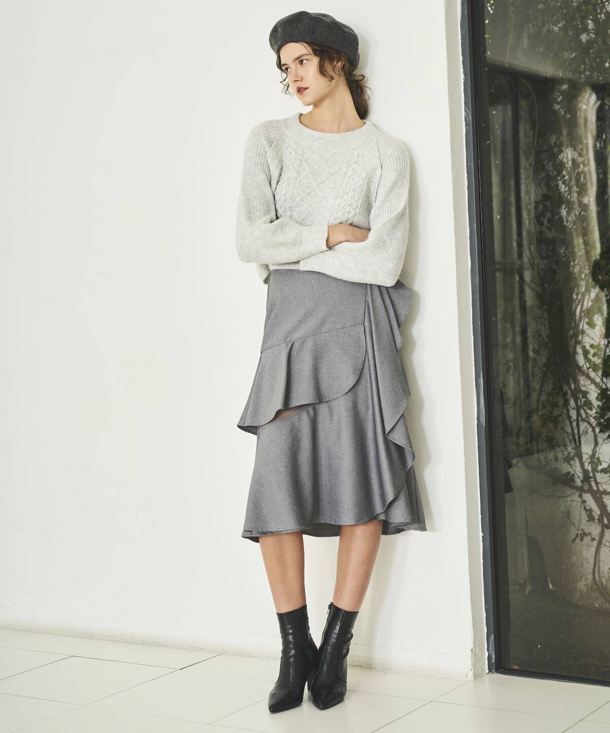 アンドクチュール「ヘリンボーンシアー切替マーメイドスカート」|スカート|