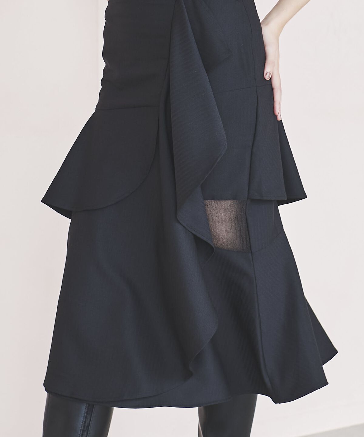 アンドクチュール「ヘリンボーンシアー切替マーメイドスカート」|スカート|