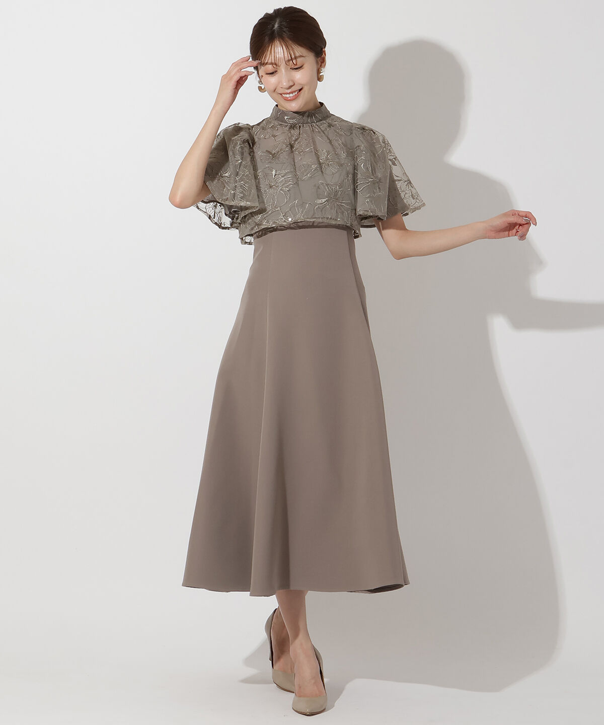 アンドクチュール「ラメフラワーチュールレイヤードドレス」|ドレス|