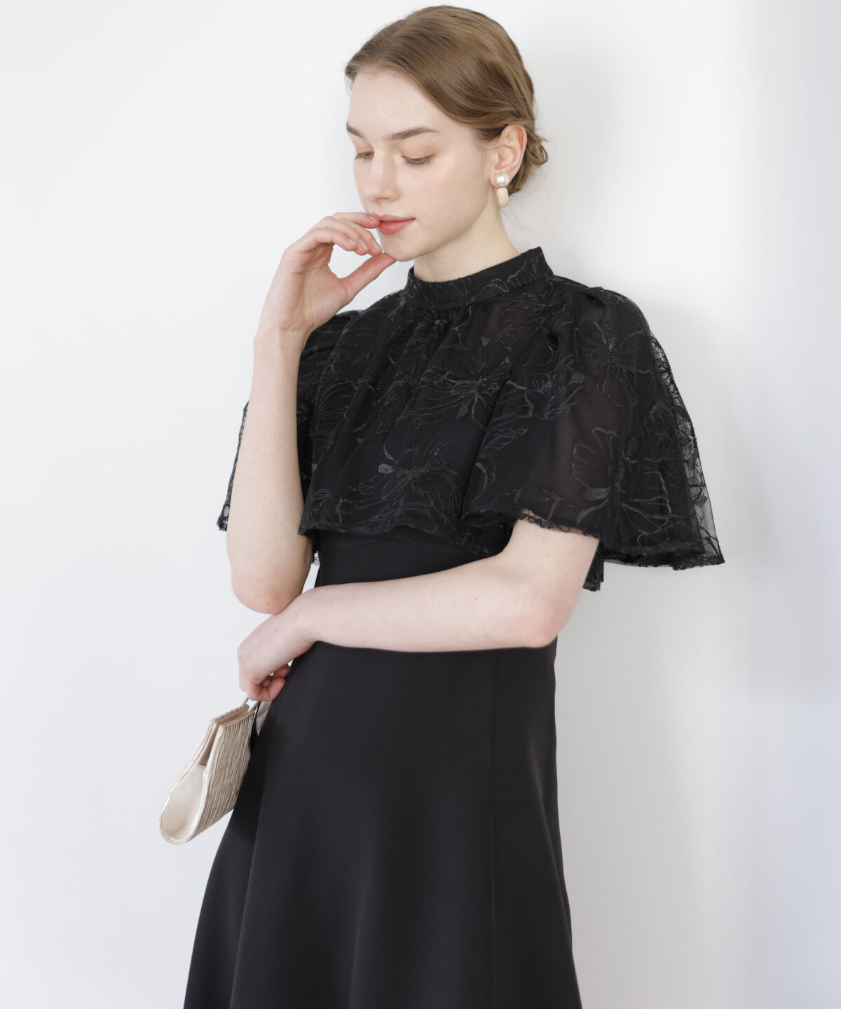 アンドクチュール「ラメフラワーチュールレイヤードドレス」|ドレス|