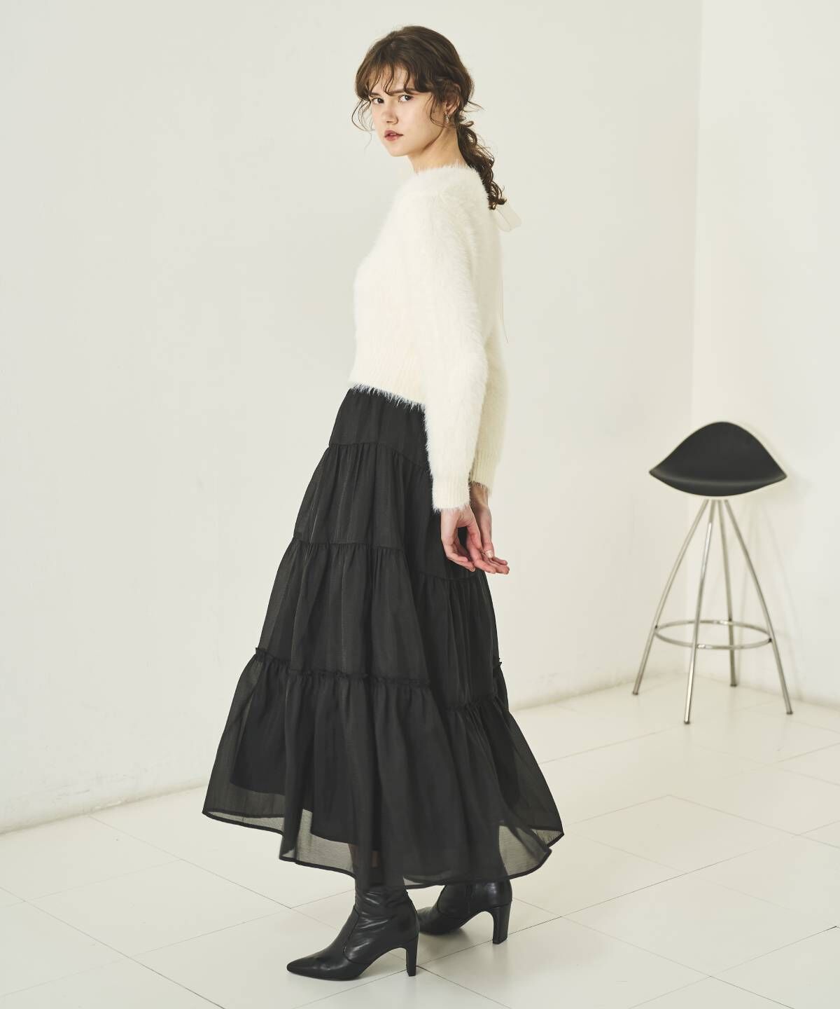 アンドクチュール「オーガンティアードスカート」|フレア|