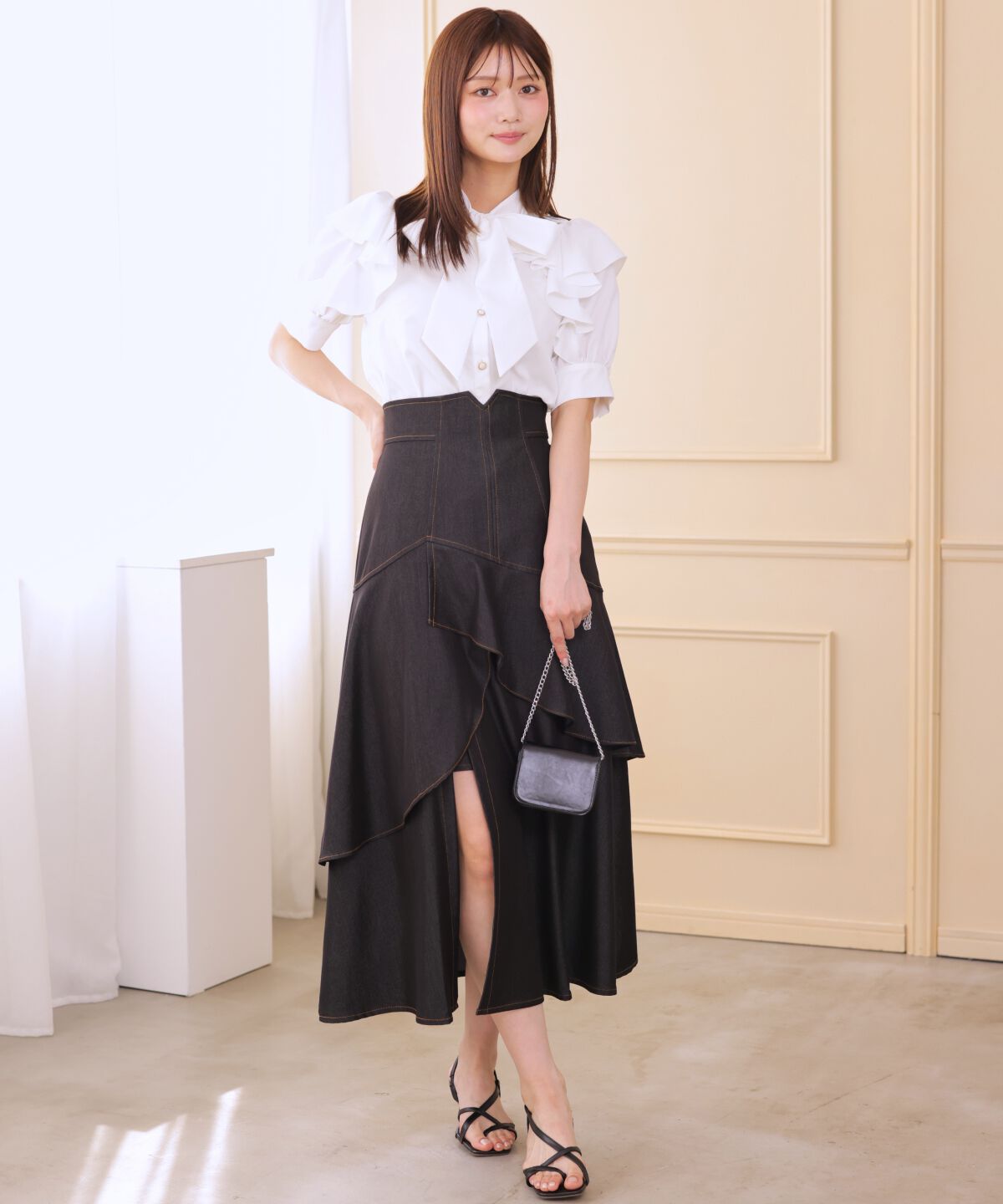 アンドクチュール「リボンタイストライプブラウス」|シャツ・ブラウス|