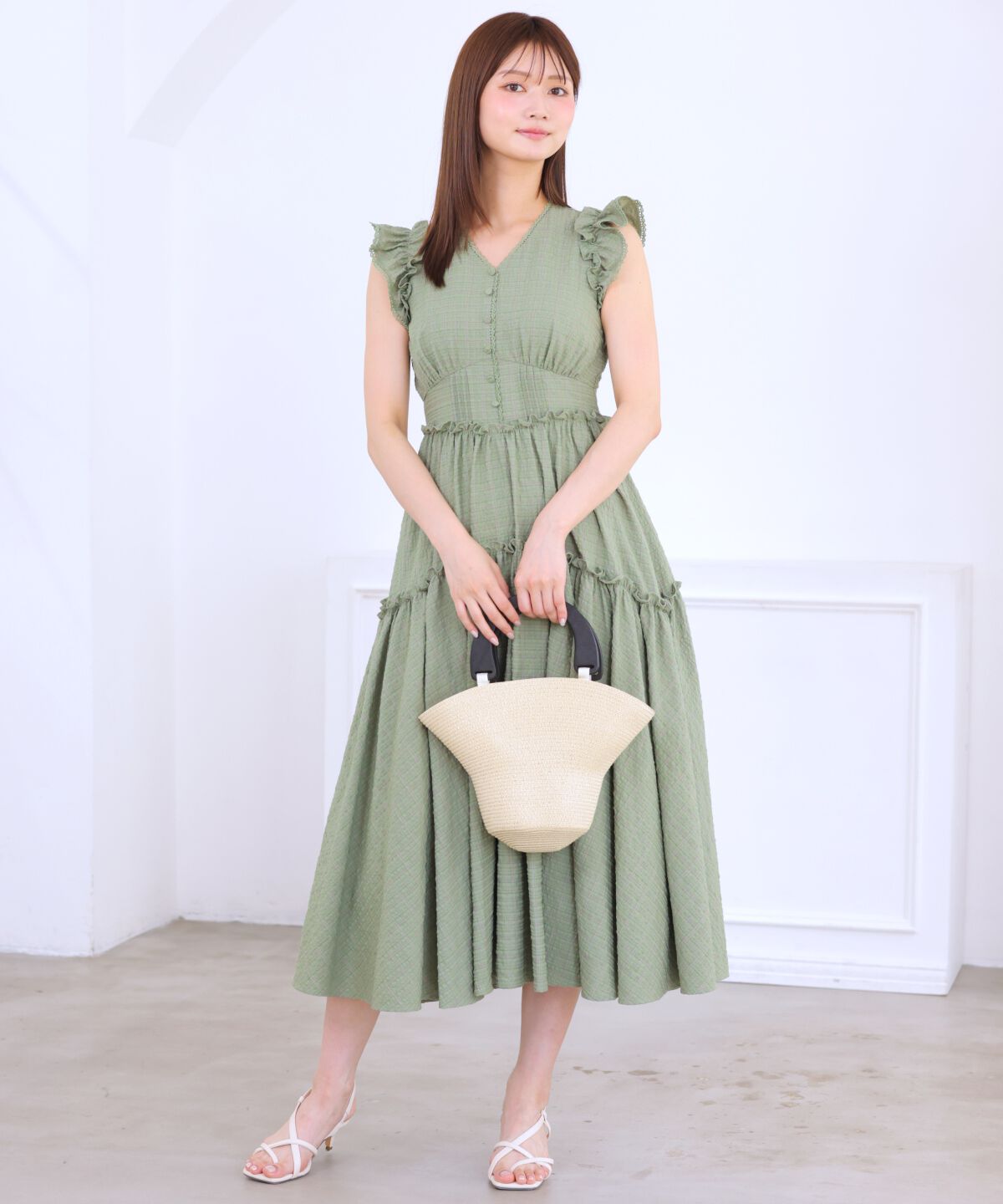 アンドクチュール「サッカーチェックティアードワンピース」|ワンピース|