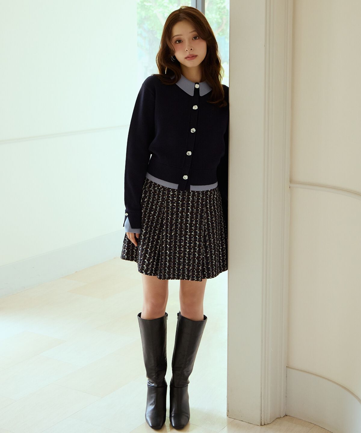 アンドクチュール「日本製ツイードミニスカート」|フレア|