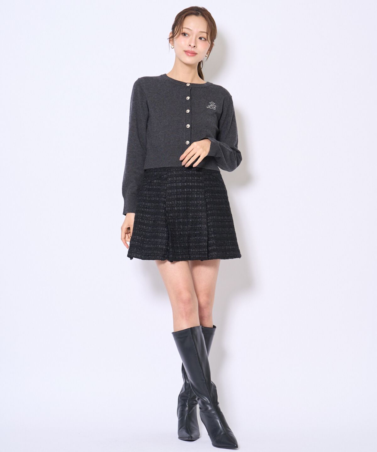 アンドクチュール「日本製ツイードミニスカート」|フレア|