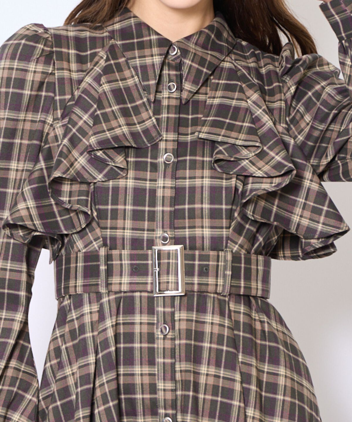 アンドクチュール「フリルケープシャツワンピース」|ワンピース|