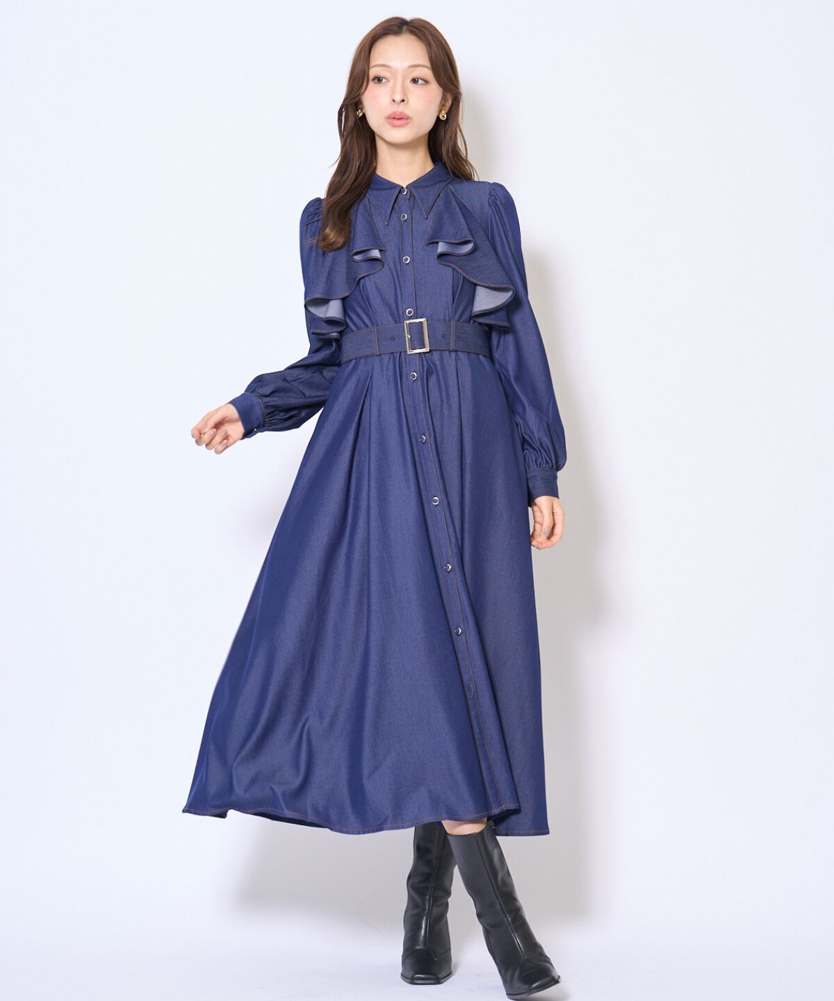 アンドクチュール「フリルケープシャツワンピース」|ワンピース|