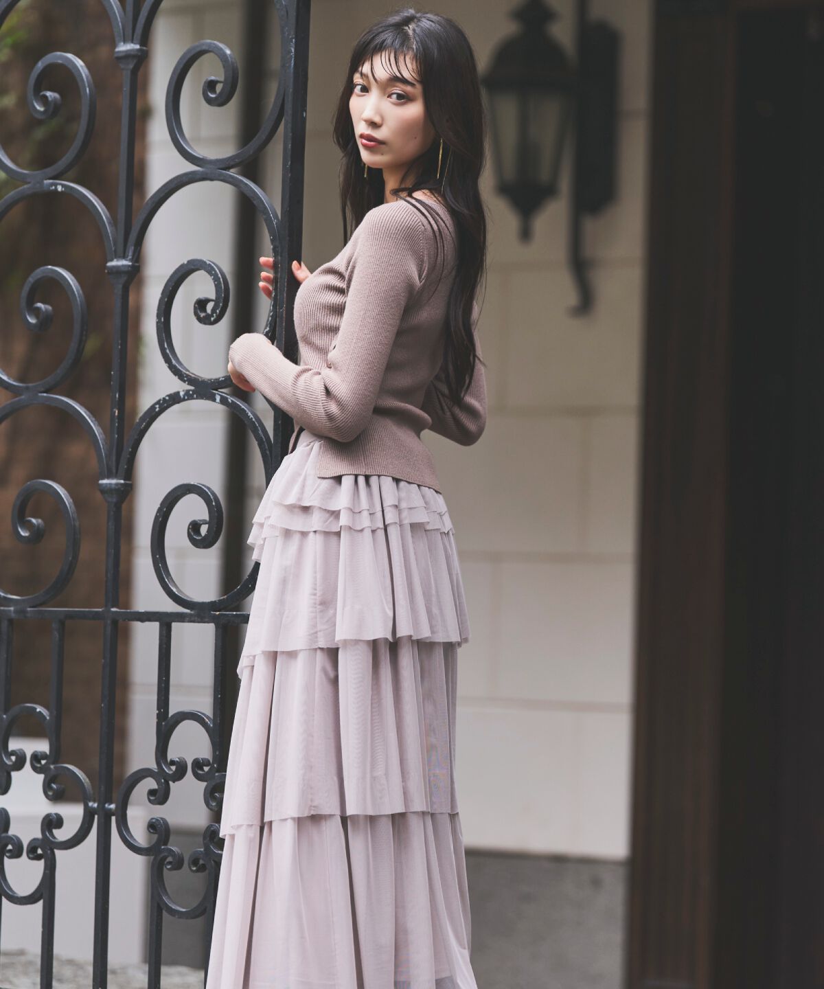 アンドクチュール「チュールティアードスカート」|フレア|