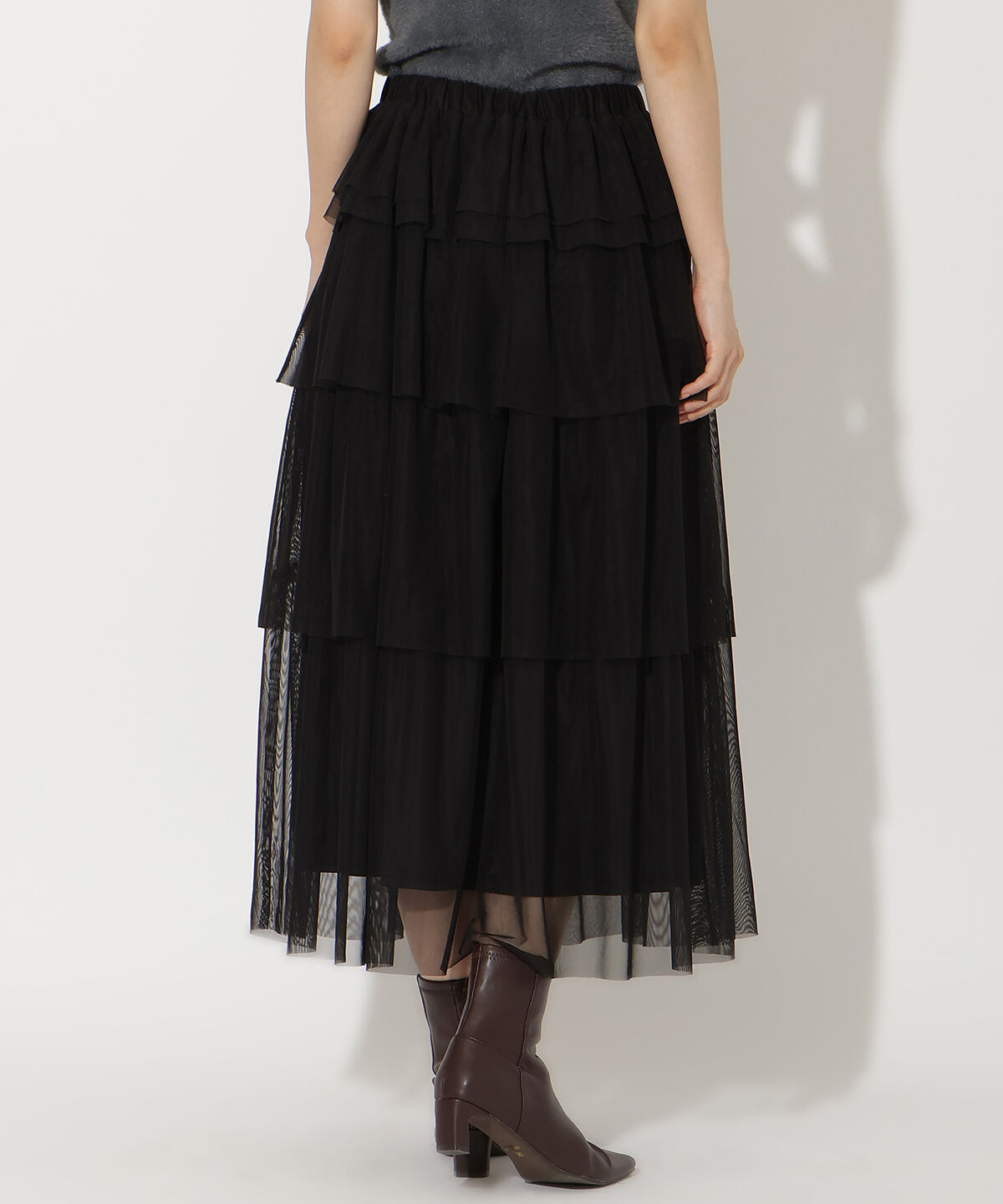 アンドクチュール「チュールティアードスカート」|フレア|