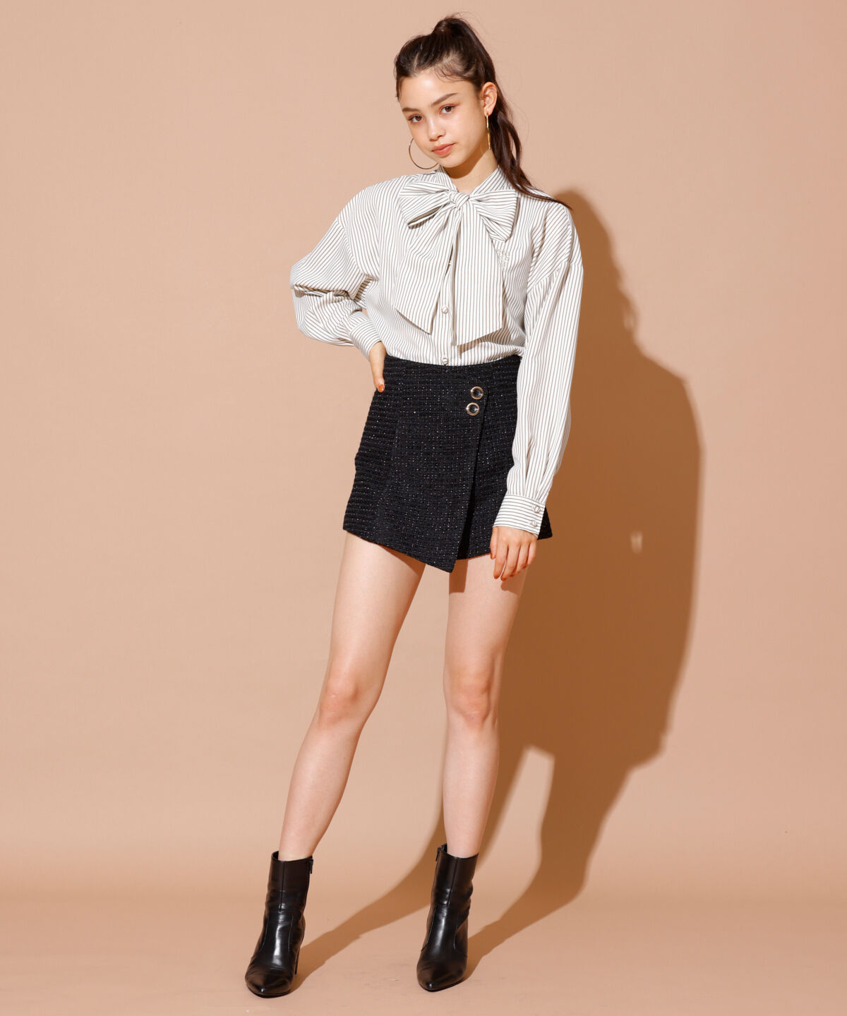 REDYAZEL「ツィードラップショートパンツ」|キュロット|