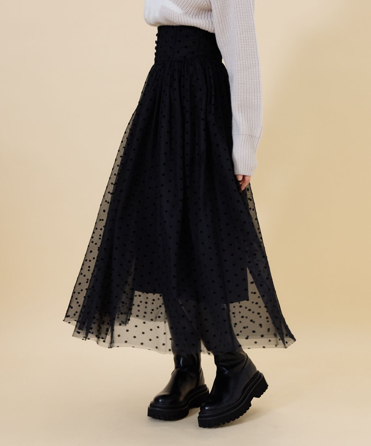 REDYAZEL「ドットチュールフレアスカート」|フレア|