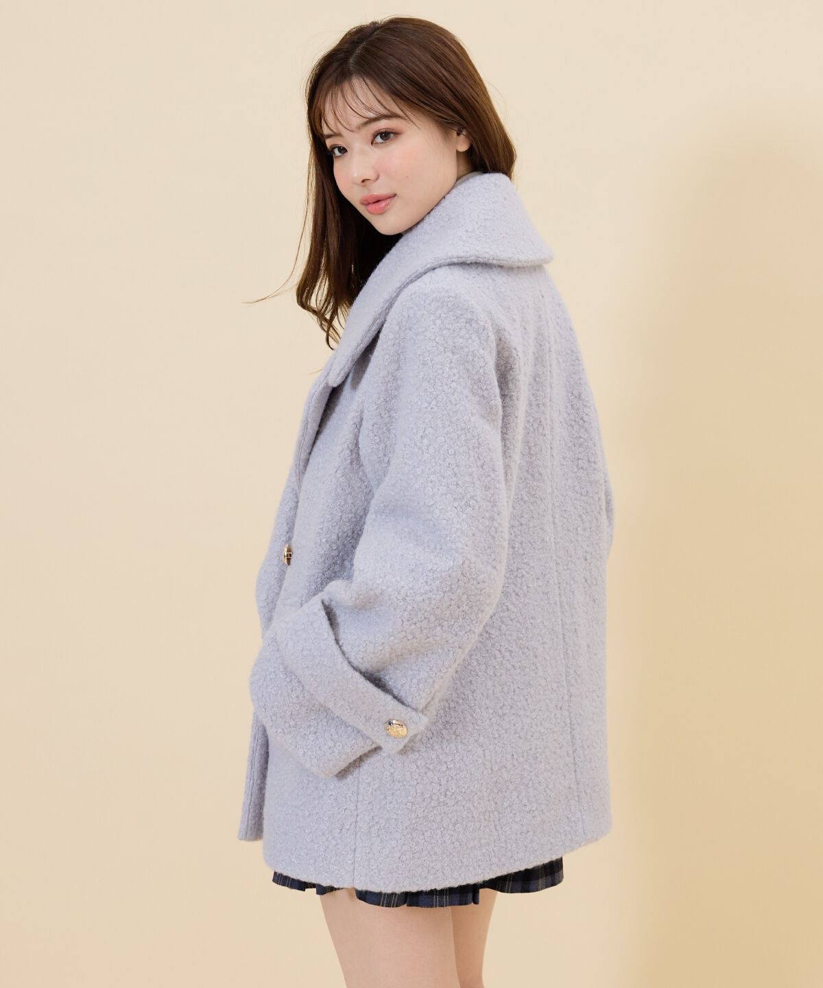 REDYAZEL「ボアダブルミドルコート」|ステンカラーコート|