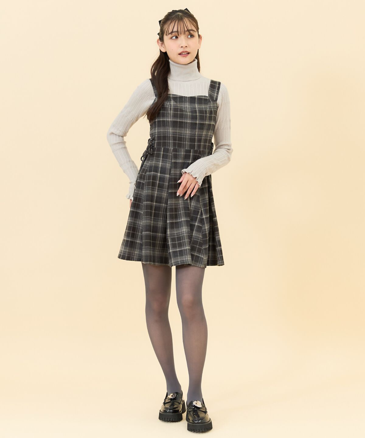 REDYAZEL「チェックサイドダブルリボンワンピース」|ワンピース|