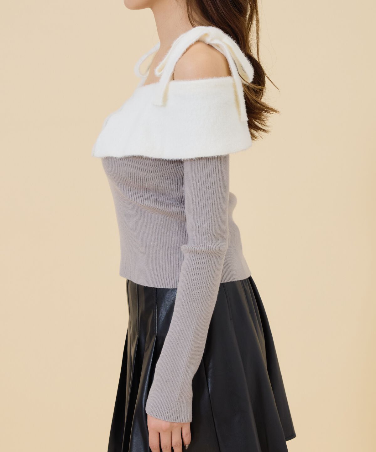 REDYAZEL「シャギーリボンオフショルニットトップス」|ニット・セーター|