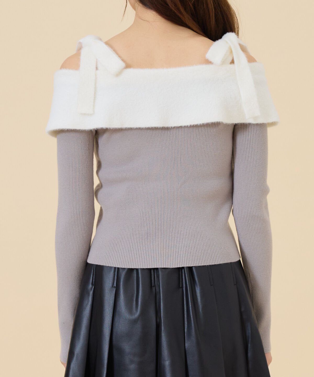 REDYAZEL「シャギーリボンオフショルニットトップス」|ニット・セーター|