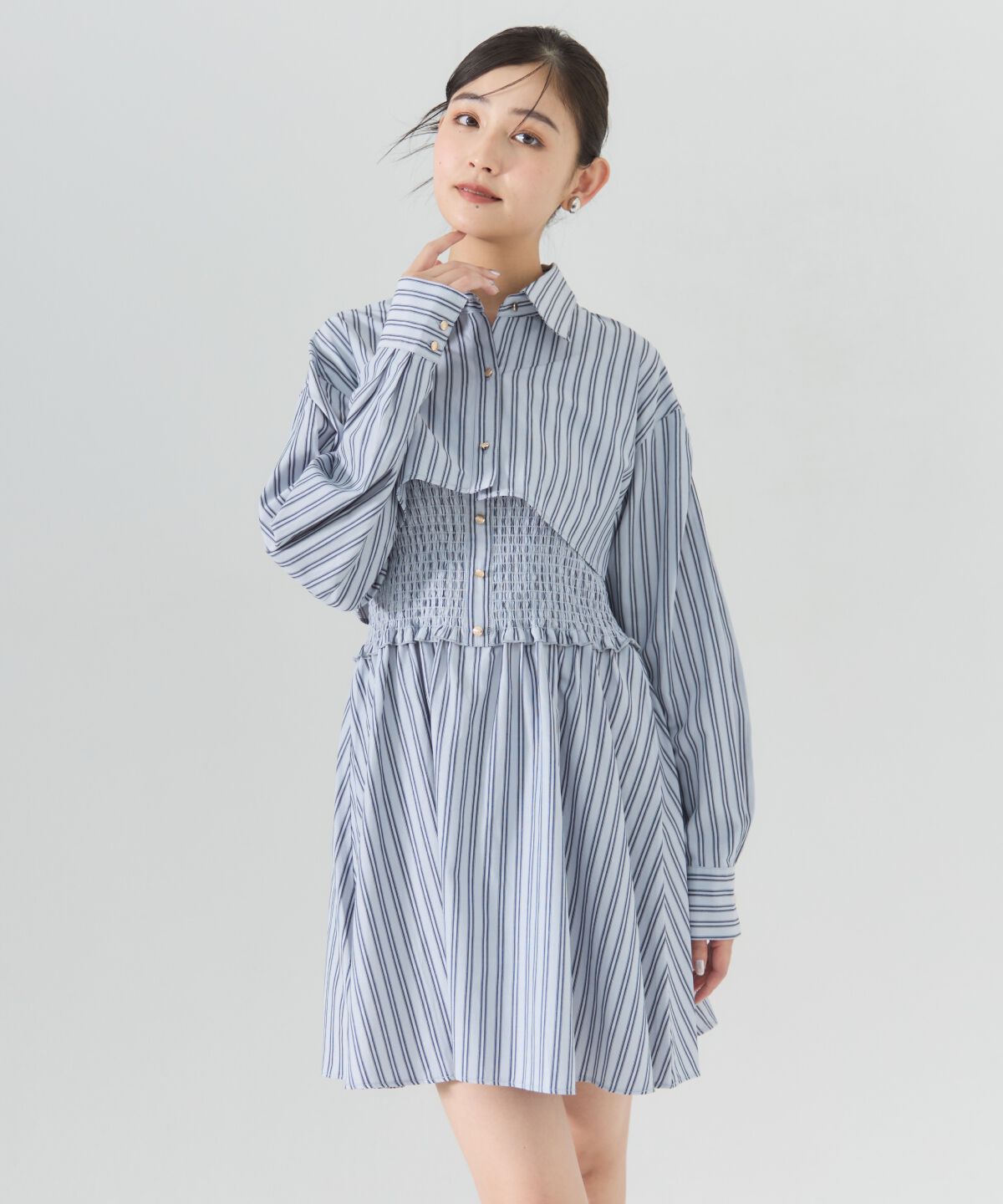 REDYAZEL「ストライプシャツ＆ミニワンピースセット」|ワンピース|