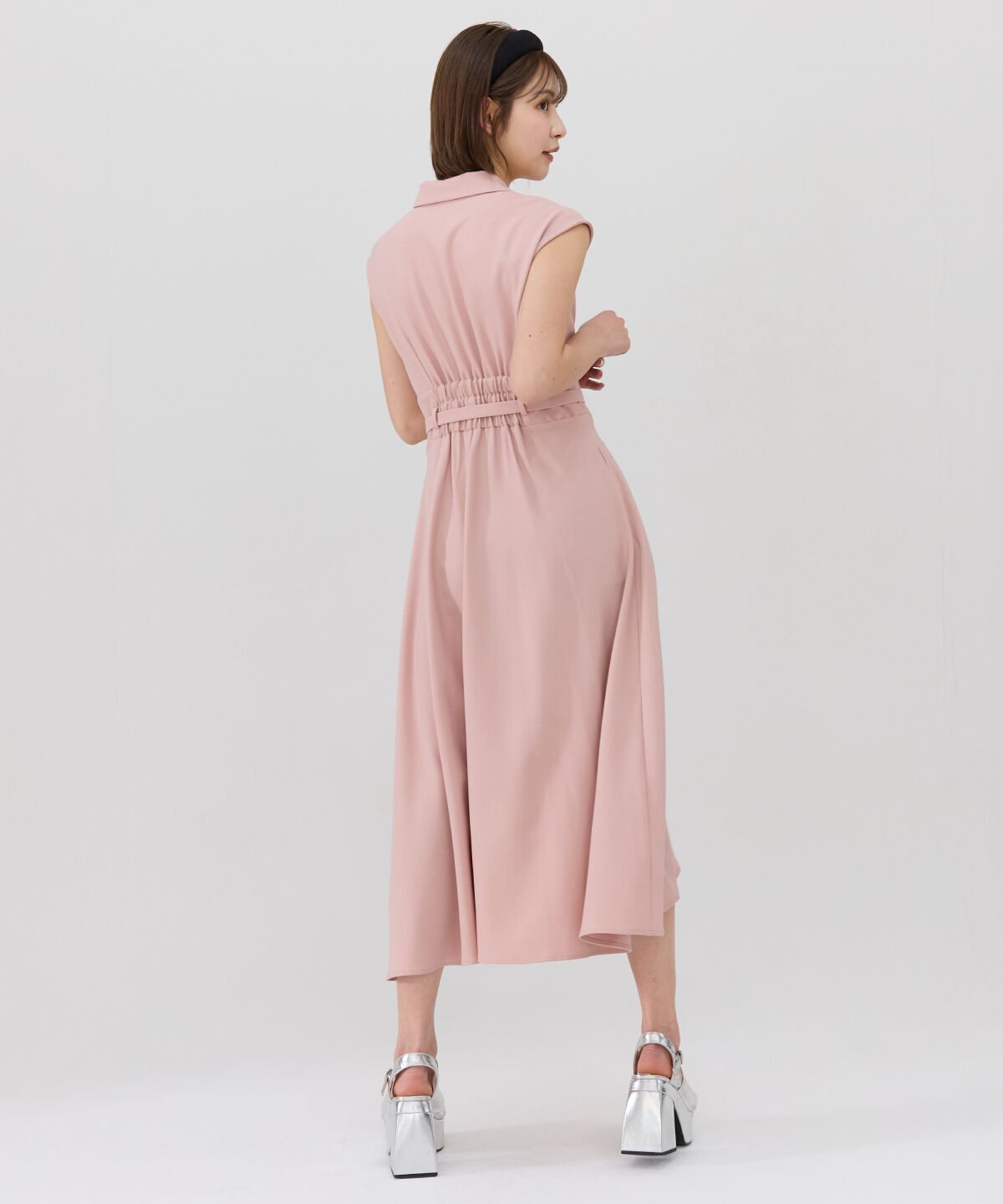 REDYAZEL「シャドーストライプノースリーブシャツワンピース」|ワンピース|