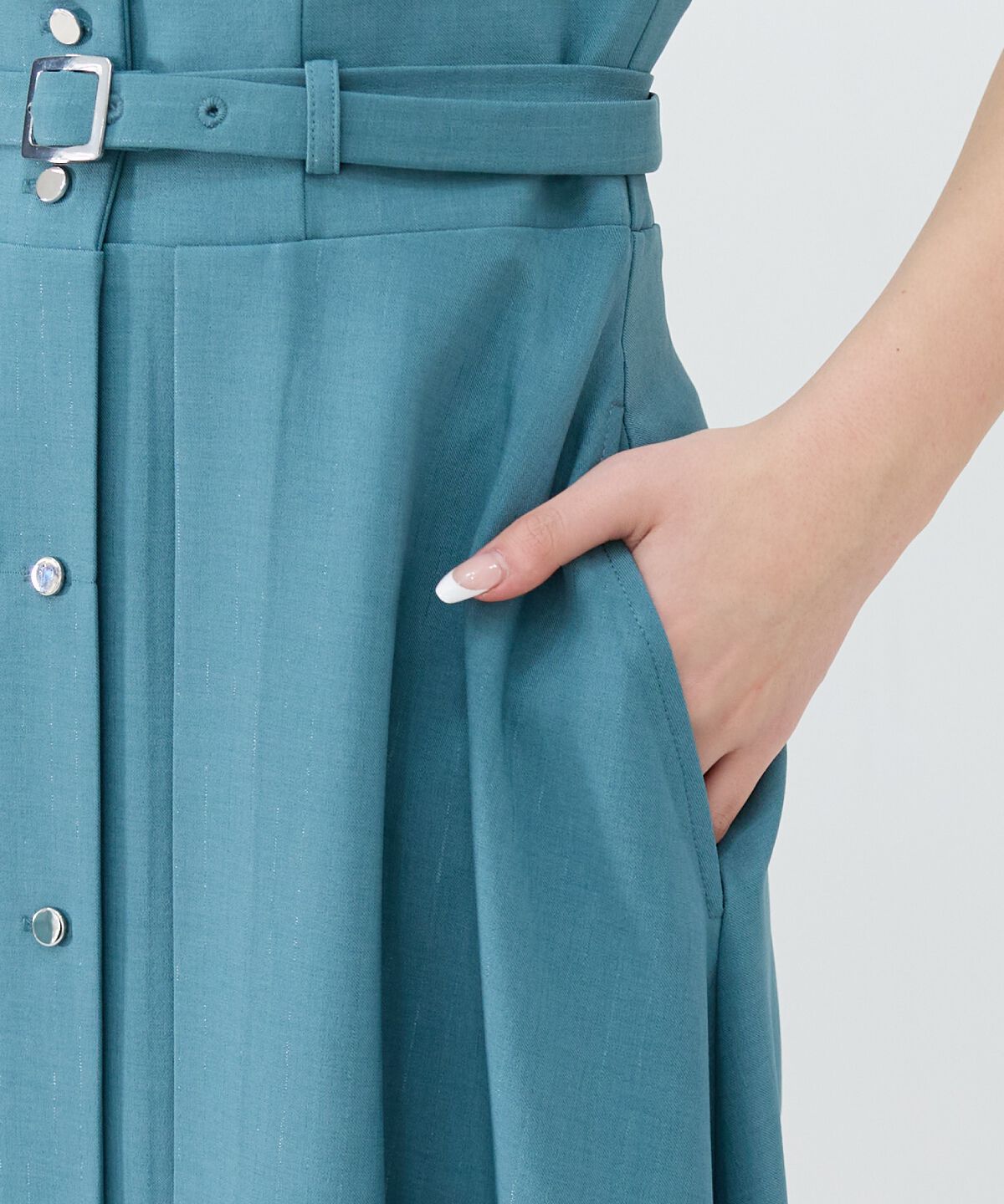 REDYAZEL「シャドーストライプノースリーブシャツワンピース」|ワンピース|