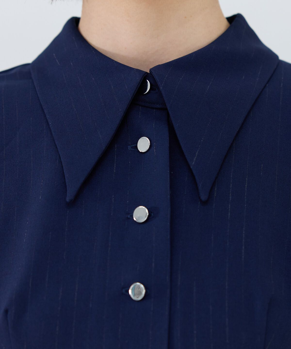 REDYAZEL「シャドーストライプノースリーブシャツワンピース」|ワンピース|