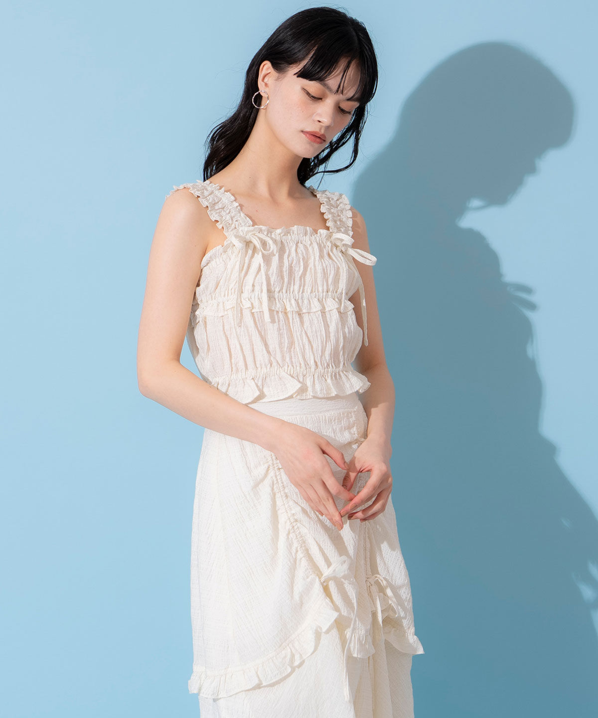 REDYAZEL「シャーリングキャミソール&times;ドロストスカートセットアップ」|ワンピース|