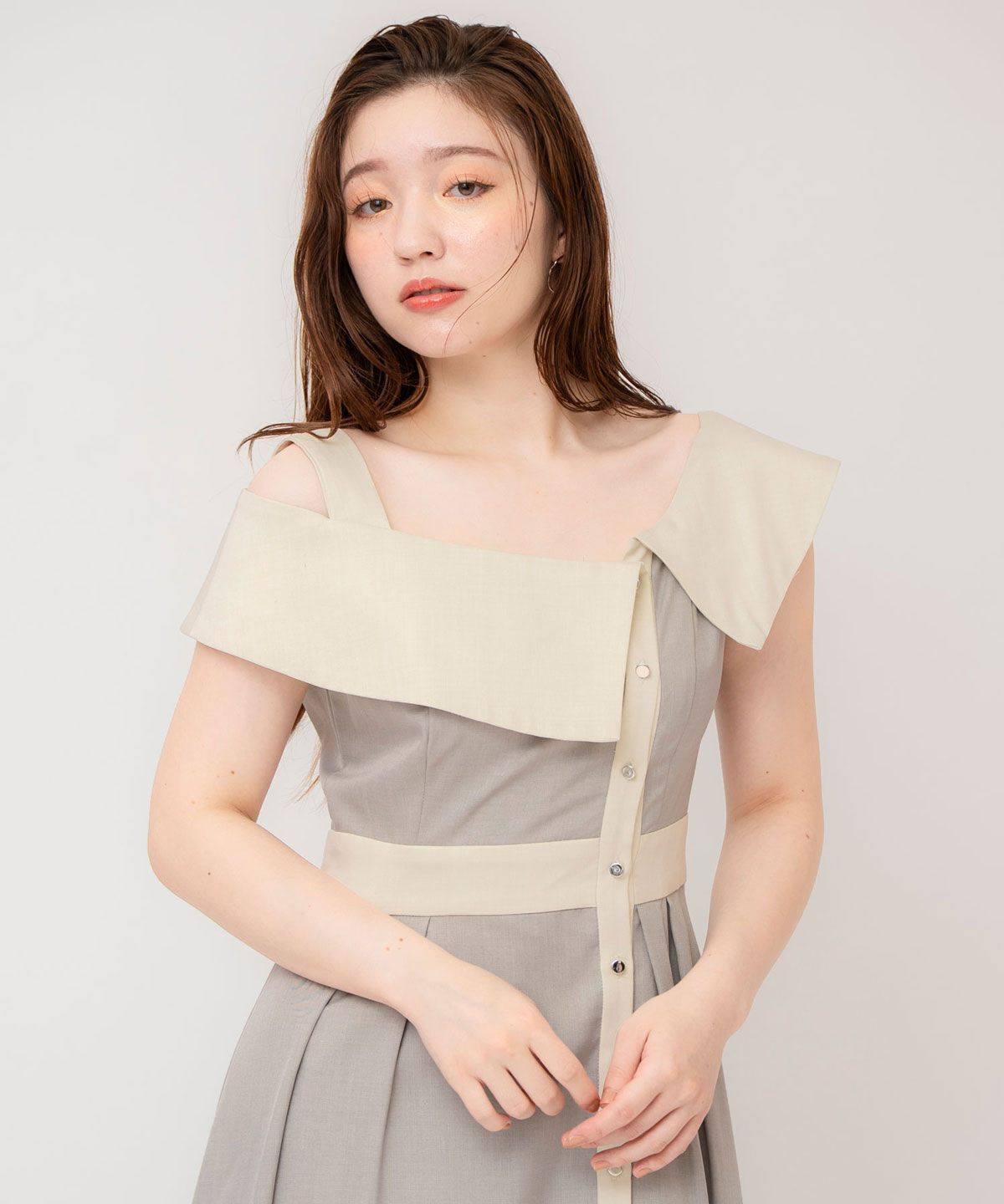 REDYAZEL「バイカラーアシメショルダーワンピース」|ワンピース|