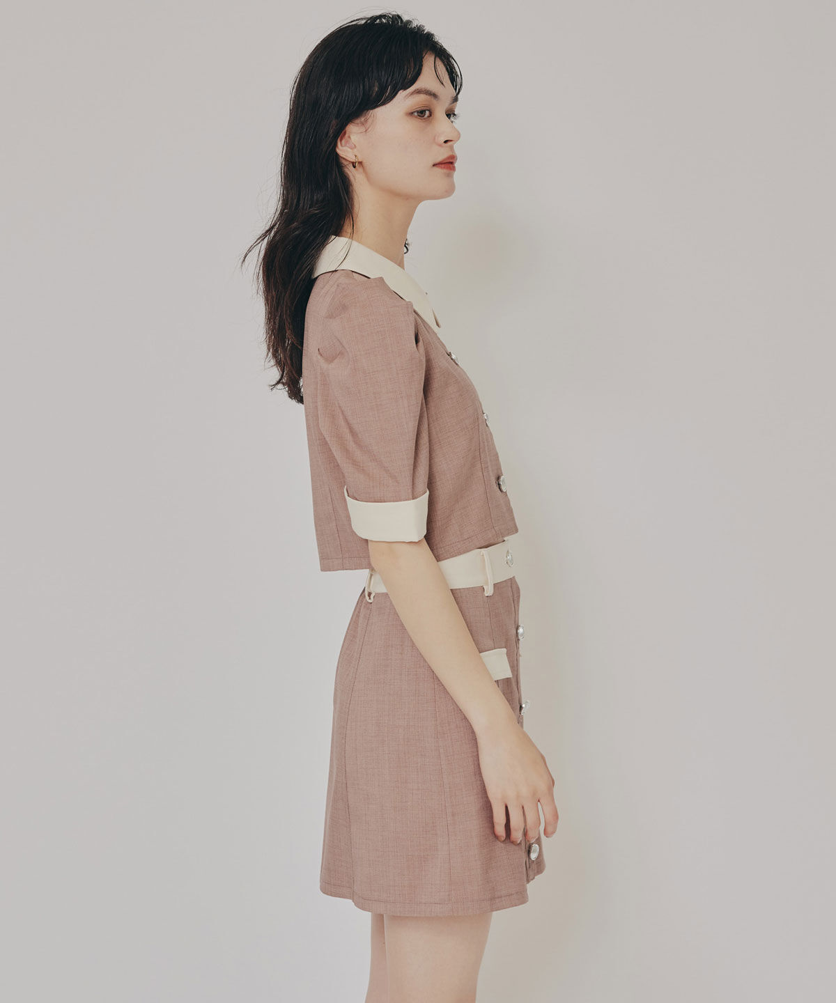 REDYAZEL「バイカラーミニマムジャケット&ミニスカートセットアップ」|ワンピース|