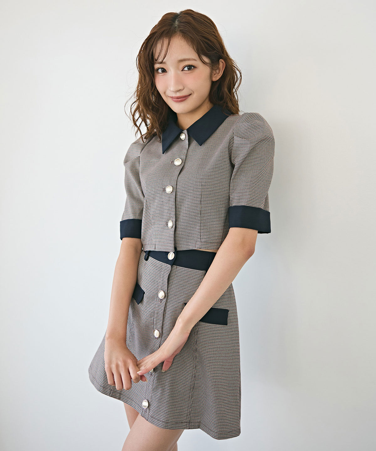 REDYAZEL「バイカラーミニマムジャケット&ミニスカートセットアップ」|ワンピース|