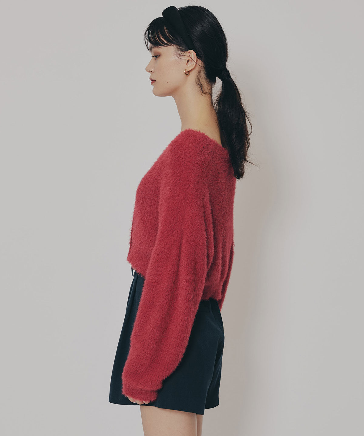 REDYAZEL「フェザーヤーンビジューボタンカーディガン」|カーディガン|