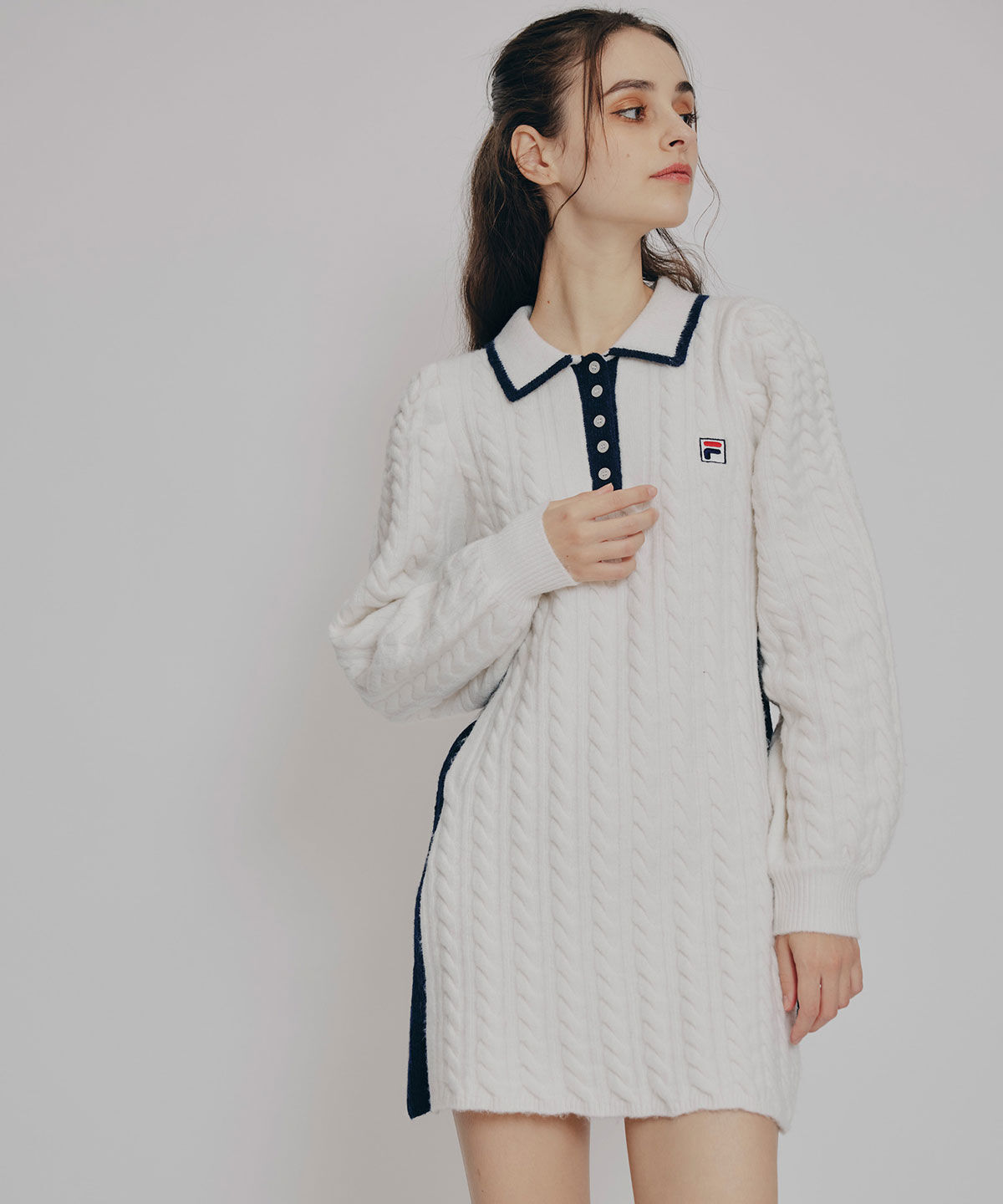 REDYAZEL「［FILA&times;REDYAZEL］ケーブルニットポロミニワンピース」|ワンピース|