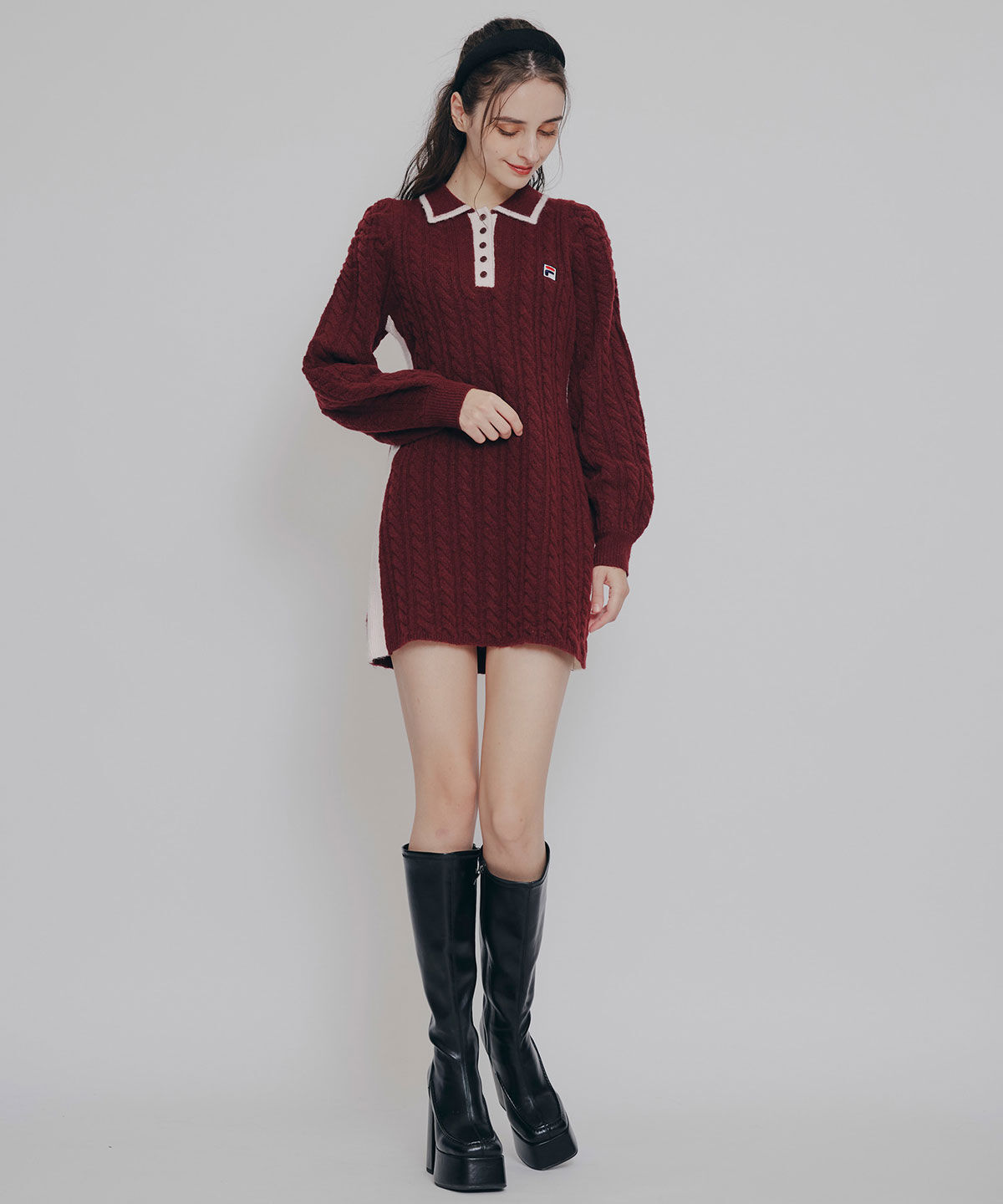 REDYAZEL「［FILA&times;REDYAZEL］ケーブルニットポロミニワンピース」|ワンピース|