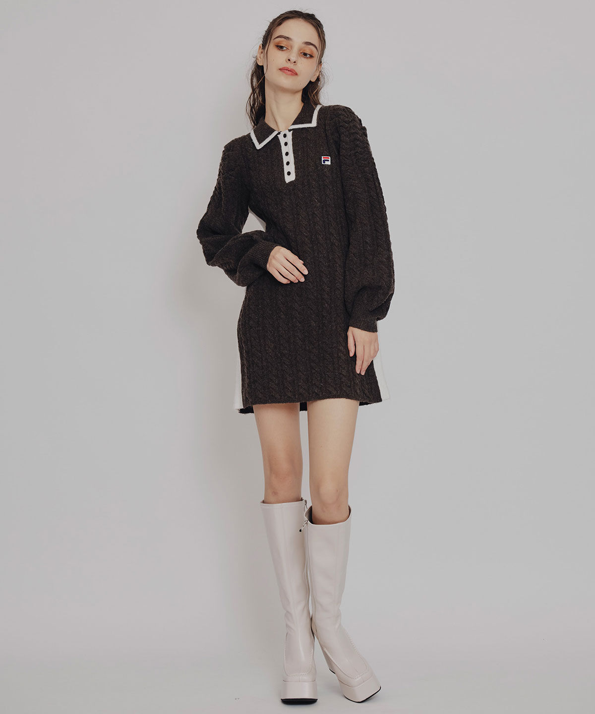 REDYAZEL「［FILA&times;REDYAZEL］ケーブルニットポロミニワンピース」|ワンピース|