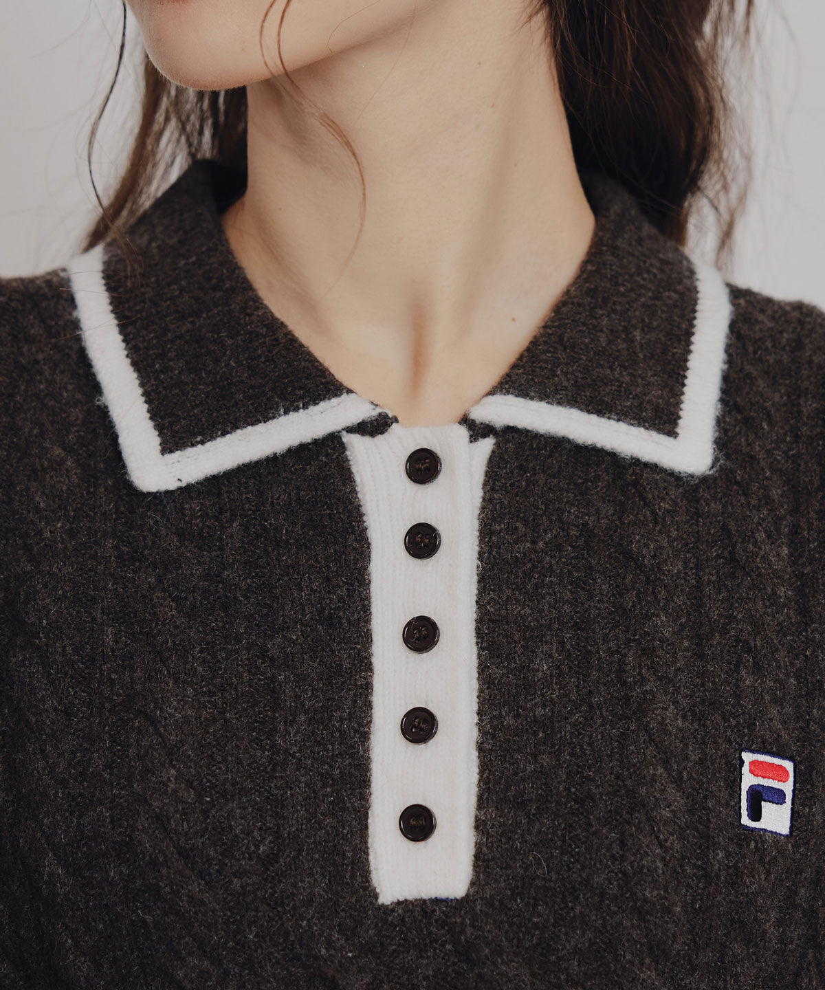 REDYAZEL「［FILA&times;REDYAZEL］ケーブルニットポロミニワンピース」|ワンピース|