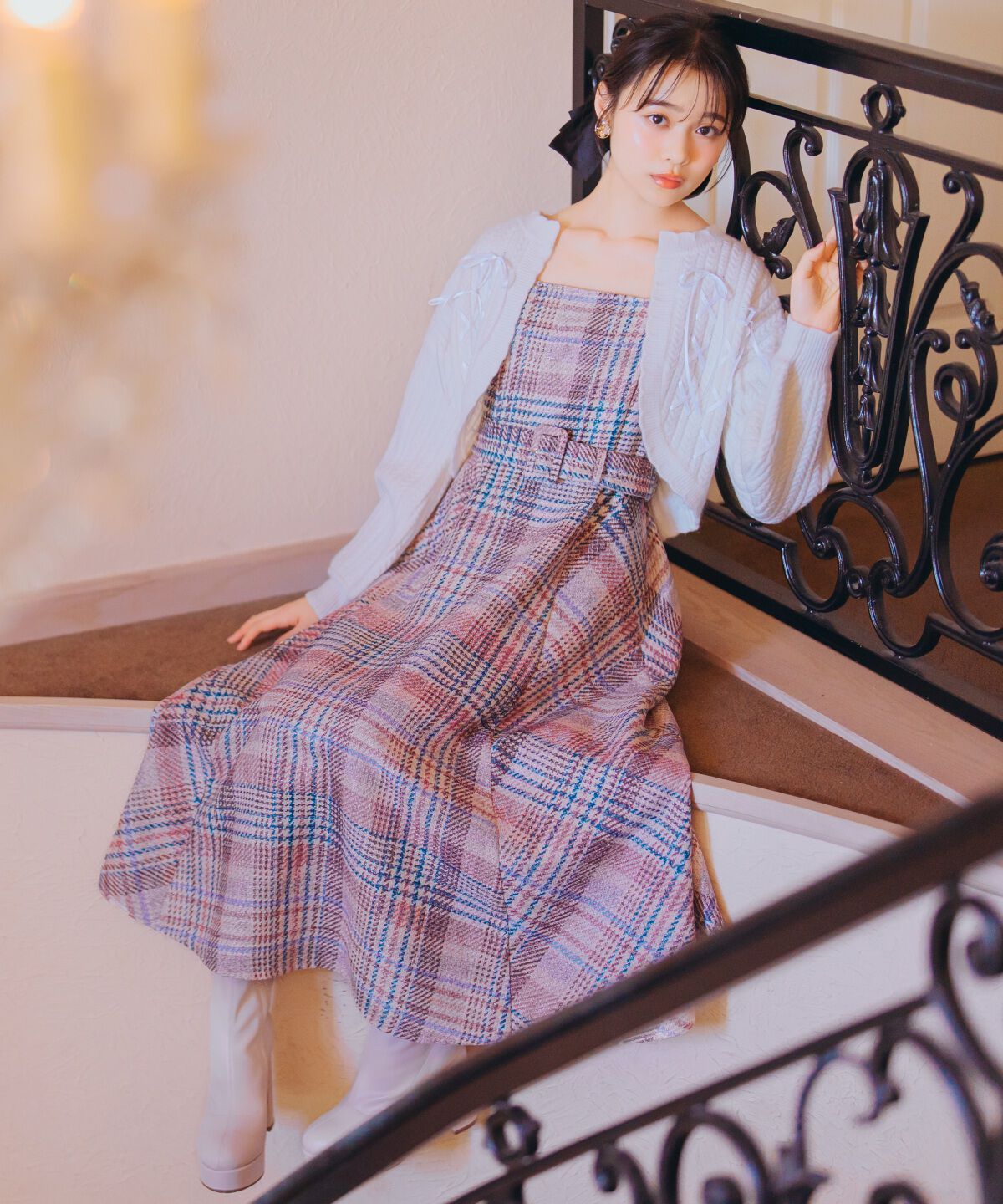 WILLSELECTION「ラメツイードワンピース」|ワンピース|赤系チェック