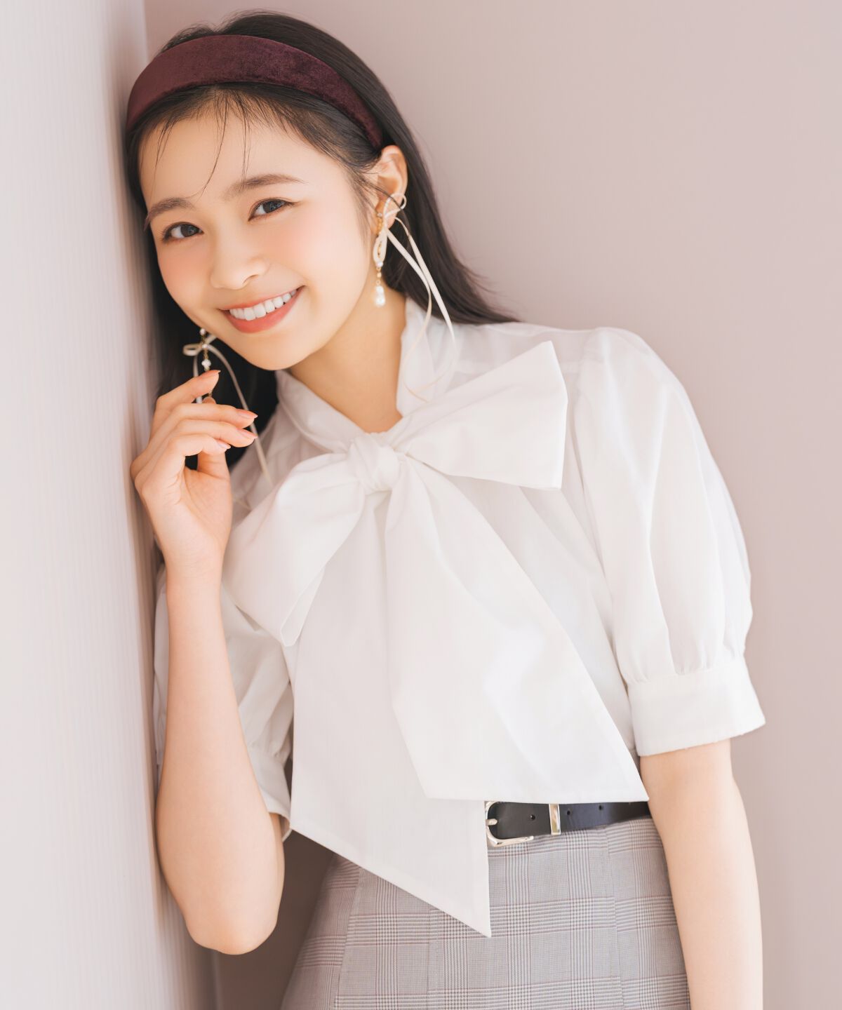 WILLSELECTION「モノグラム刺しゅうリボンタイブラウス」|シャツ・ブラウス|