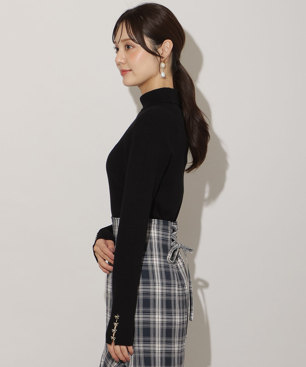 WILLSELECTION「袖口リボンリブタートルニット」|ニット・セーター|