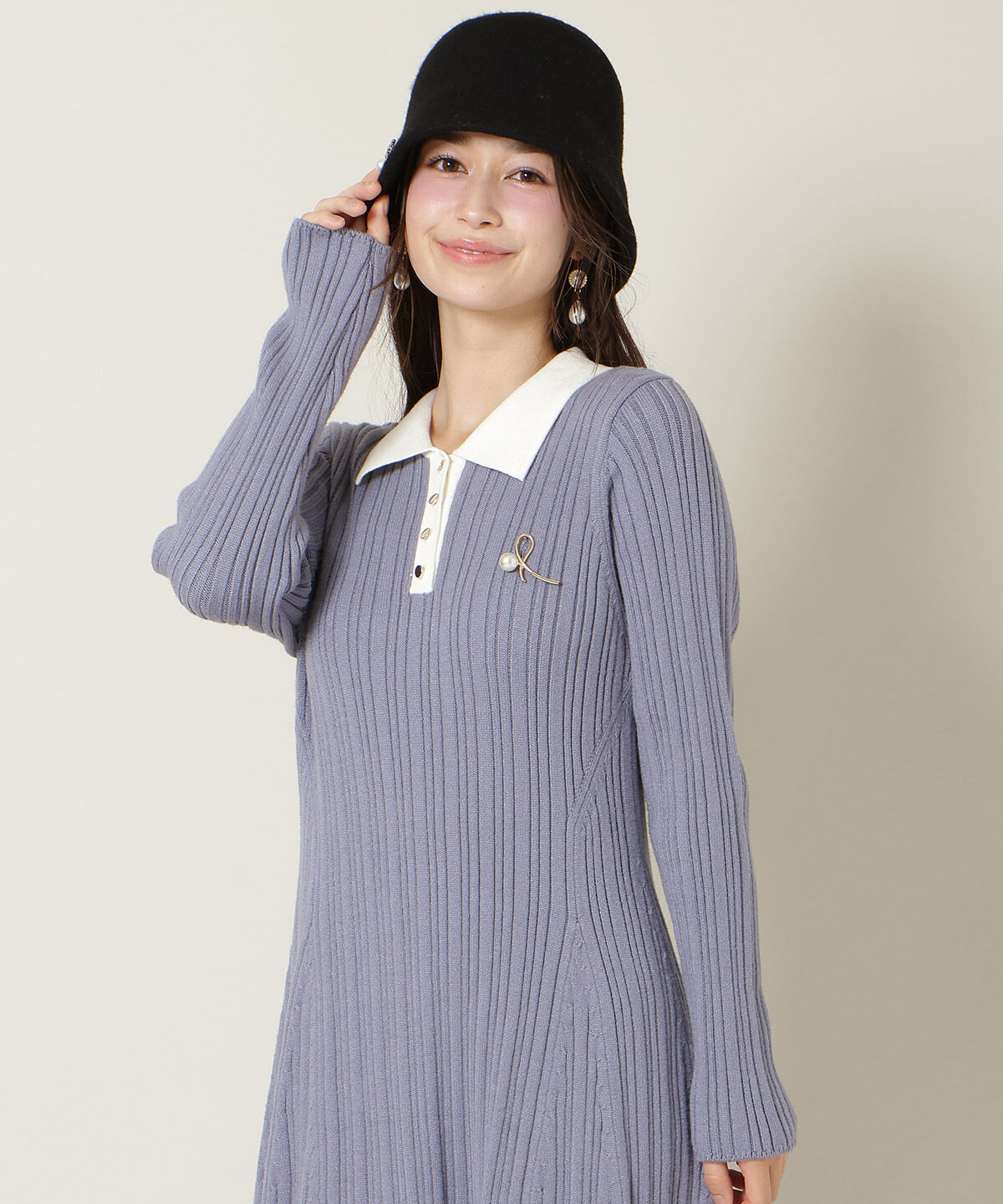 WILLSELECTION「ポロカラーフレアニットワンピース」|ワンピース|