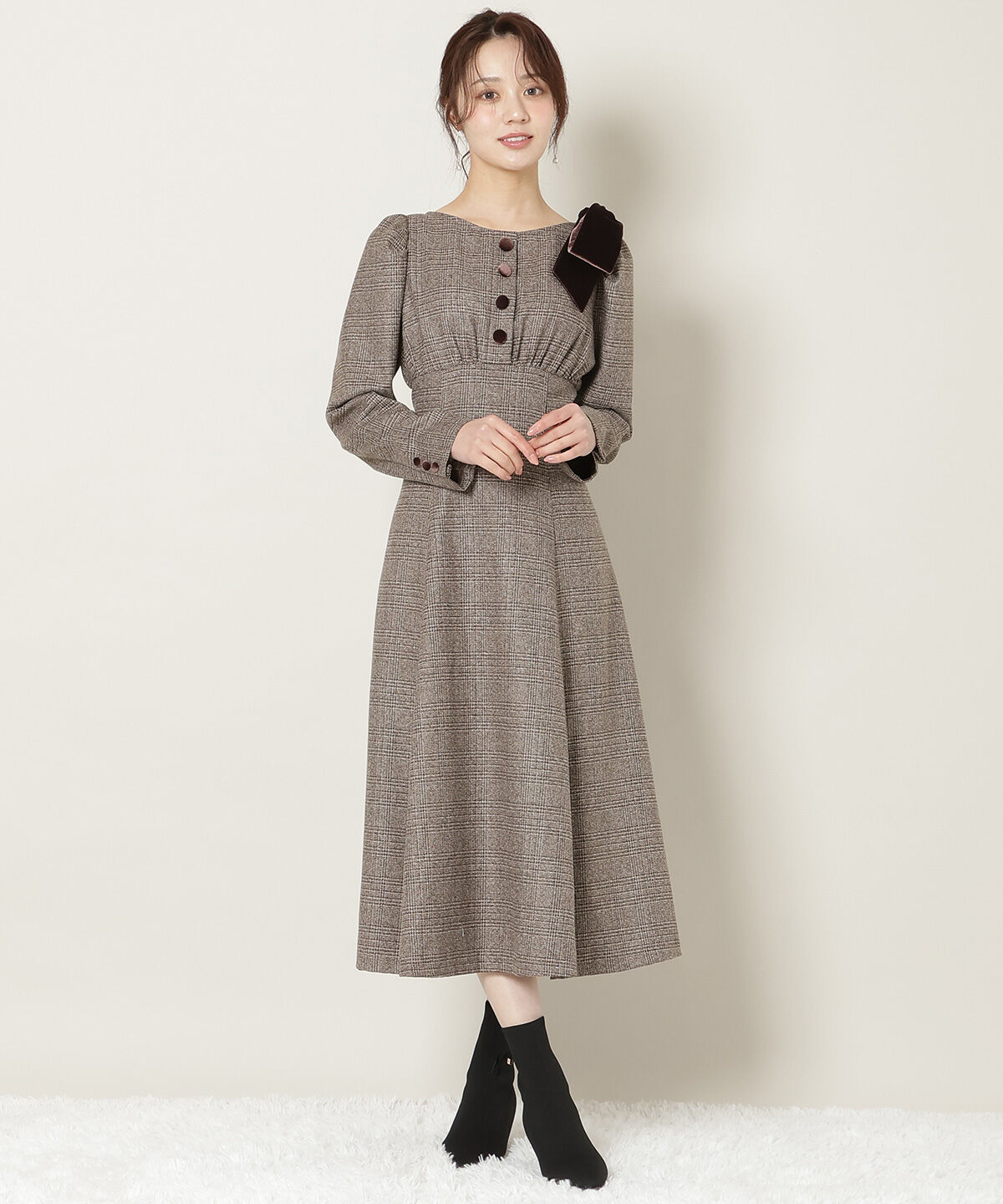 WILLSELECTION「アシメリボンボートネックフレアワンピース」|ワンピース|ﾀﾞｰｸﾌﾞﾗｳﾝ