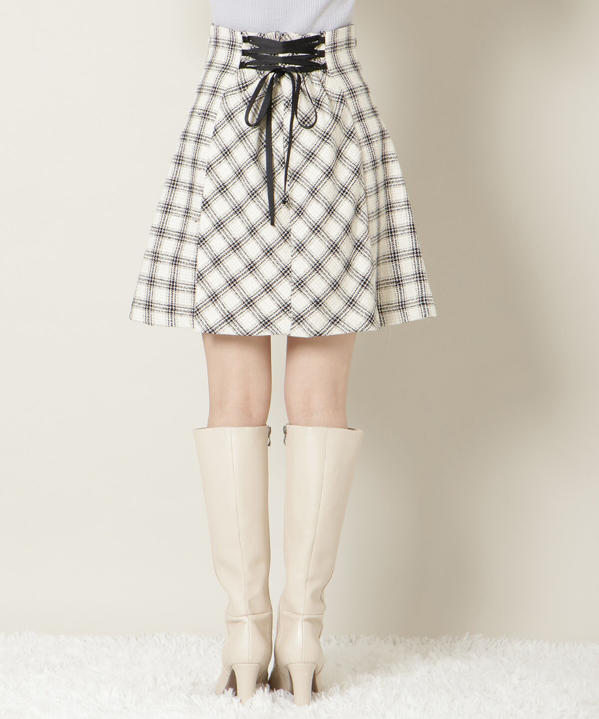 WILLSELECTION「ビットデザインツイードミニスカート」|フレア|