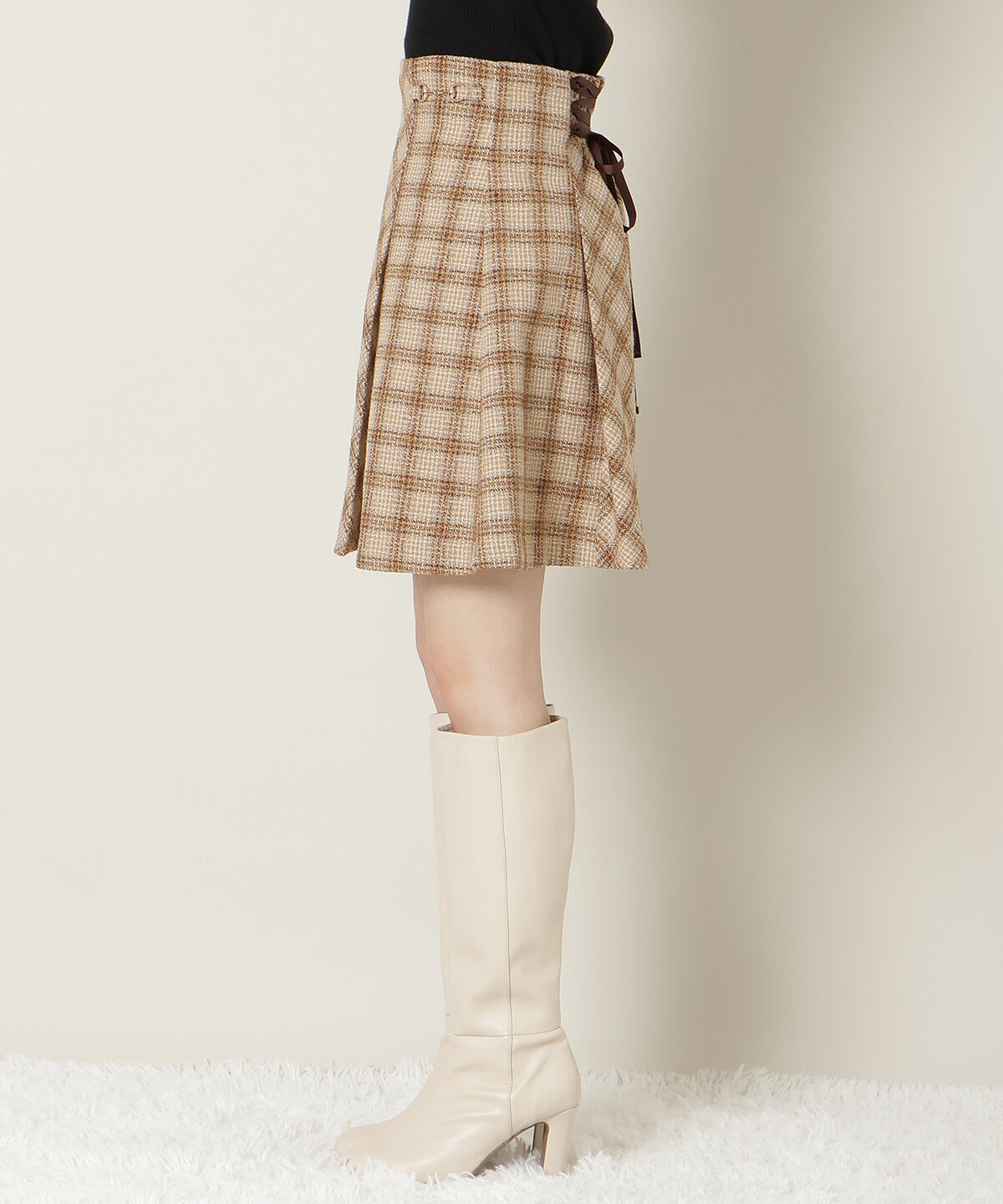 WILLSELECTION「ビットデザインツイードミニスカート」|フレア|