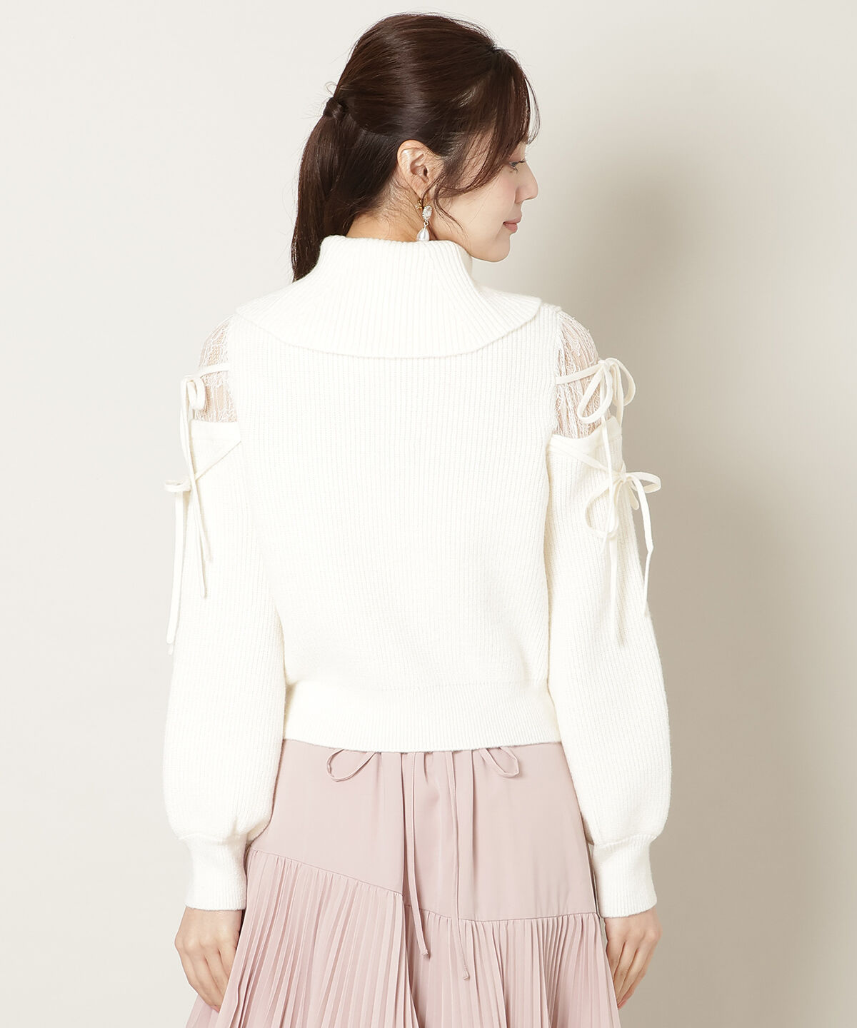 WILLSELECTION「レースショルダーオフタートルニット」|ニット・セーター|