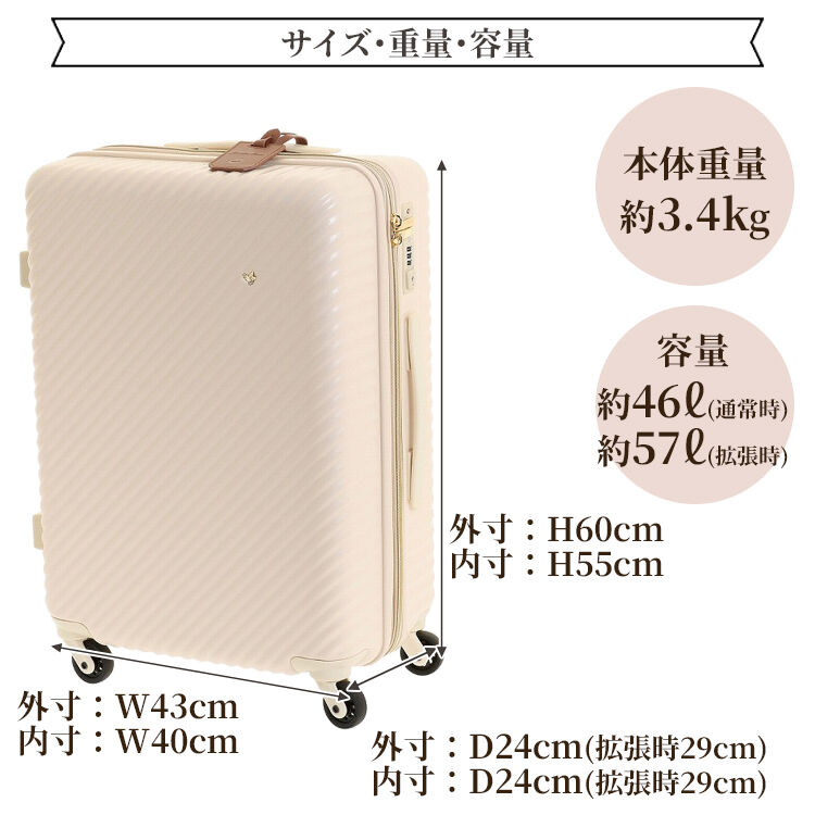 Jewelna Rose「HaNT&times;ジュエルナローズ コラボ スーツケース Mサイズ 06822」|キャリーケース|