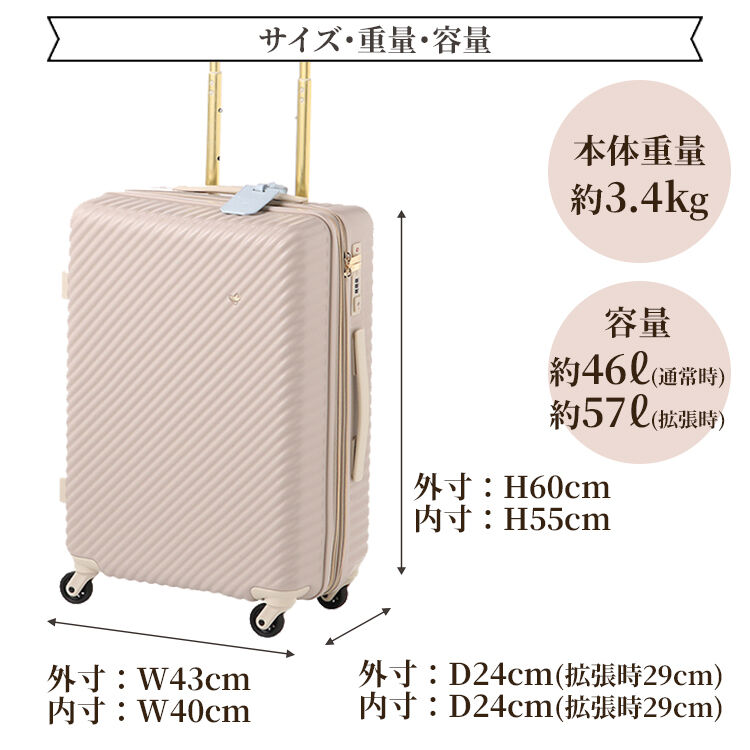 Jewelna Rose「HaNT&times;ジュエルナローズ コラボ スーツケース Mサイズ 06822」|キャリーケース|