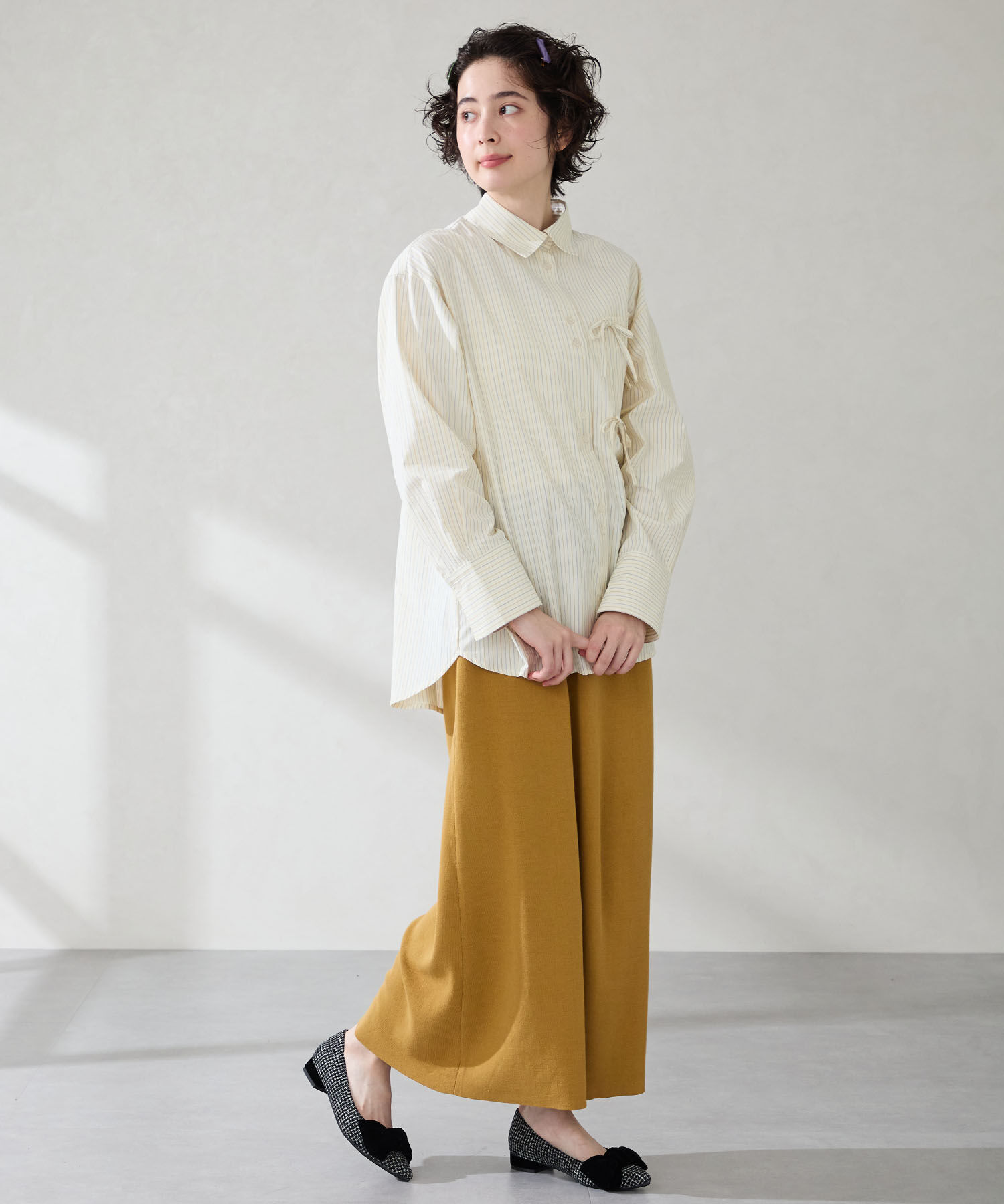 ORiental TRaffic「●2025秋冬新作●ベロアリボン&times;ツイード フラット パンプス /51302」|パンプス|